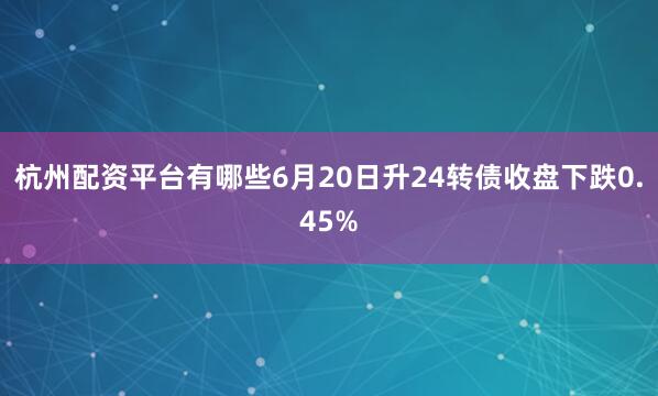 杭州配资平台有哪些6月20日升24转债收盘下跌0.45%